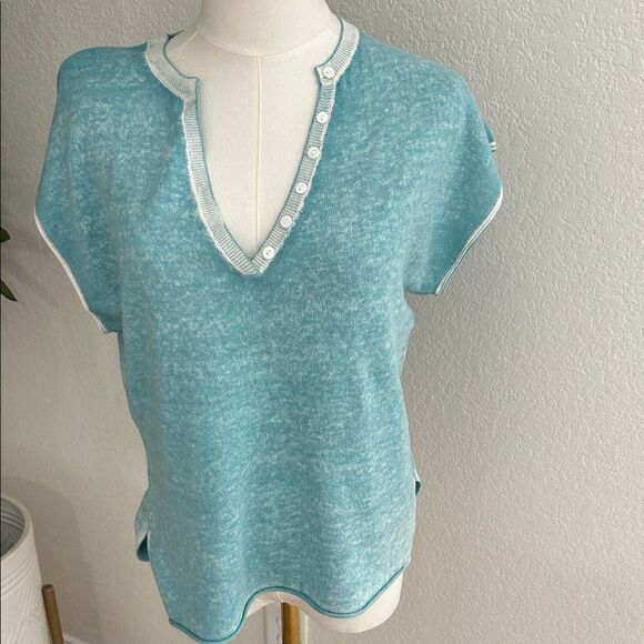 Sundance Laurette Sweater Tee - M, Aqua,   NWT - Picture 2 of 9